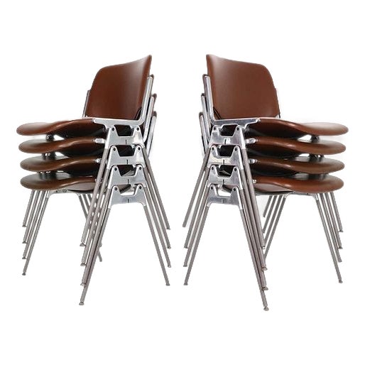 1960s Giancarlo Piretti for Castelli Dining Chairs "DSC 106", Italy - Set of 8 For Sale