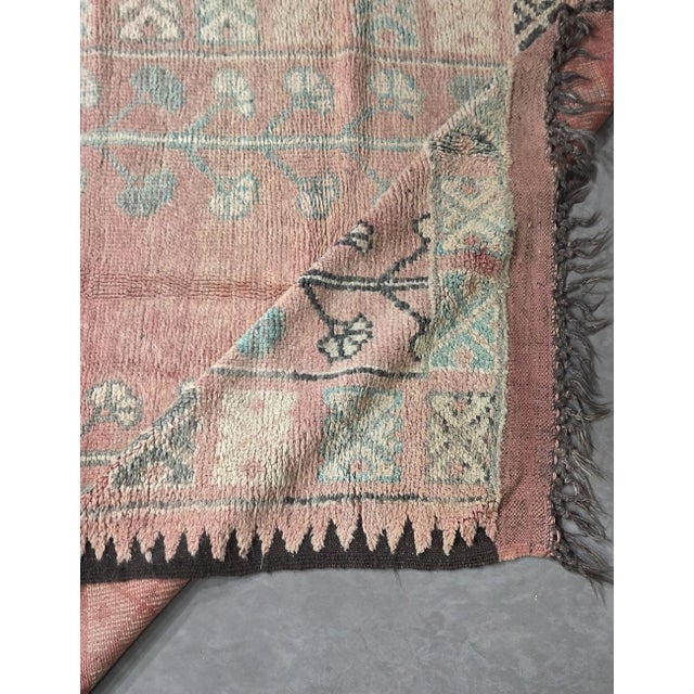 1970s Vintage Pink Moroccan Rug - 12.1 X 5.5 Ft For Sale - Image 5 of 8