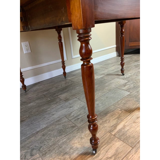 Mid 19th Century Sheraton Cherry Drop-Leaf Dining Table For Sale - Image 11 of 12