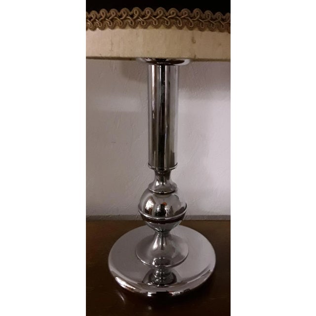 Chromed Metal & Fabric Table Lamp from Gura, 1970s, in Good conditions. Designed 1970 to 1979 This piece has an...