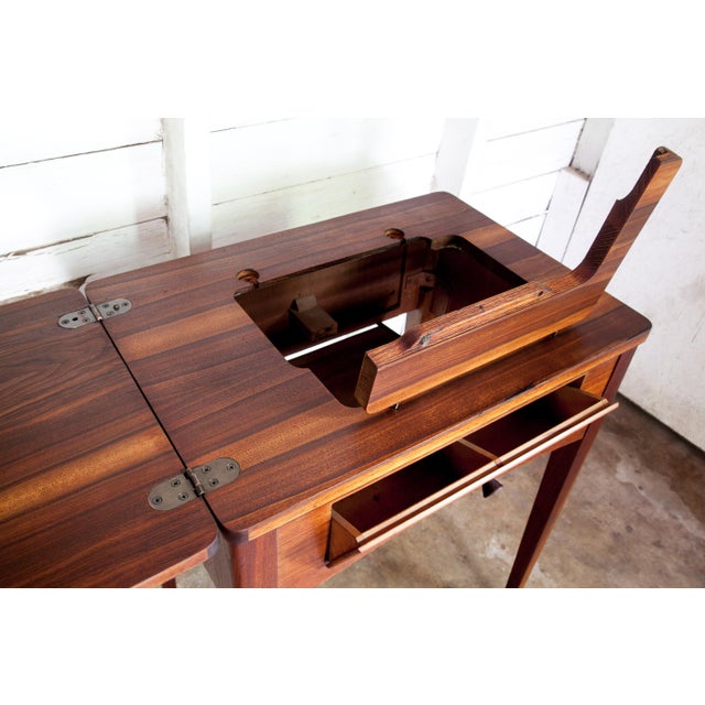 Wood 1940s Antique Texana Sewing Side Table For Sale - Image 7 of 11