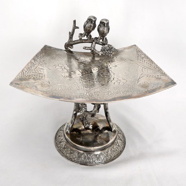 Victorian Silverplate Card Receiver Owls Derby Circa 1882 For Sale - Image 4 of 11