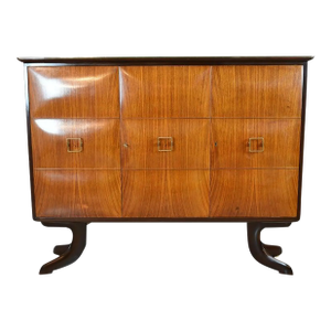 1940s Italian Mid-Century Bar Cabinet in Walnut and Brass, Attributed to Paolo Buffa