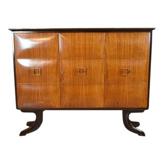 Vintage Italian Walnut and Brass Bar Cabinet Attributed to Paolo Buffa, 1940s For Sale
