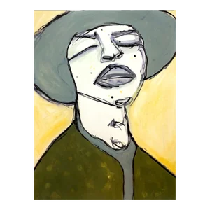 "Im Floating Away" Original Mixed-Media Portrait on Paper by Zac Woodiel