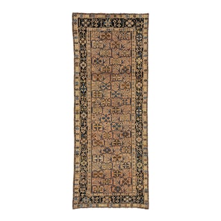 Gallery Size Antique Karabaugh Handmade Wool Rug in Peach With Allover Design For Sale