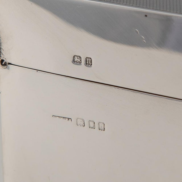 20th Century English Art Deco Solid Silver Cigarette Box with Clock, London, 1920s For Sale - Image 17 of 18