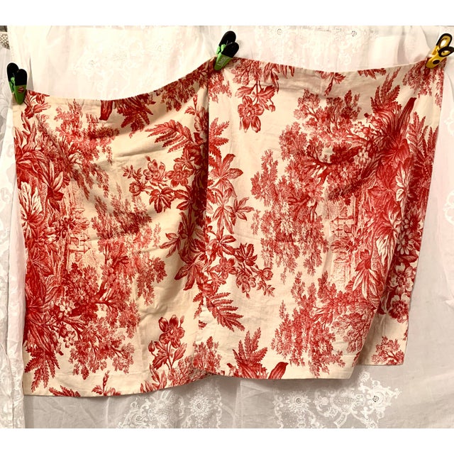 Pair Pottery Barn 2006 Matine Pillowsham Red Toile Floral Classic Traditional French Country Standard Size For Sale - Image 11 of 12