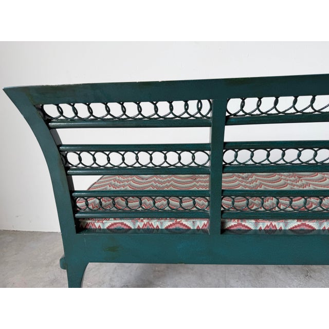 1970’s Hollywood Regency Green Painted Loveseat / Settee For Sale - Image 10 of 12