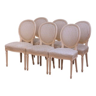 Mid-Century French Louis XVI Painted Dining Side Chairs, Set of 6 For Sale