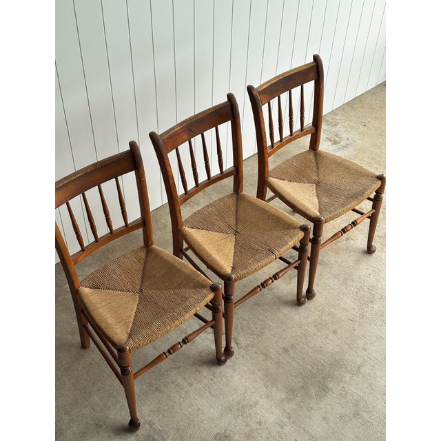 Vintage Maple Dining Chairs With Hand-Woven Rush Seats, Set of Six For Sale - Image 16 of 18