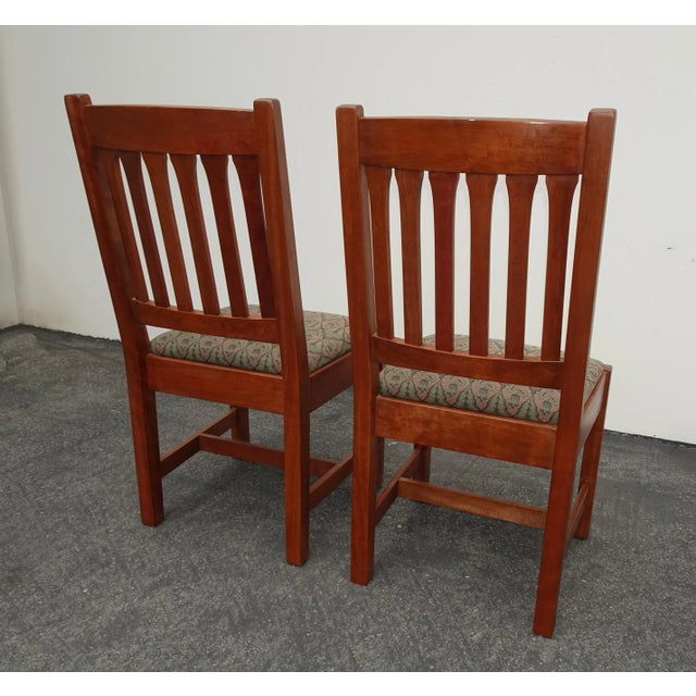 Wood Pair of Vintage L. & J. G. Stickley Mission Cherry Wood Side Chairs For Sale - Image 7 of 12