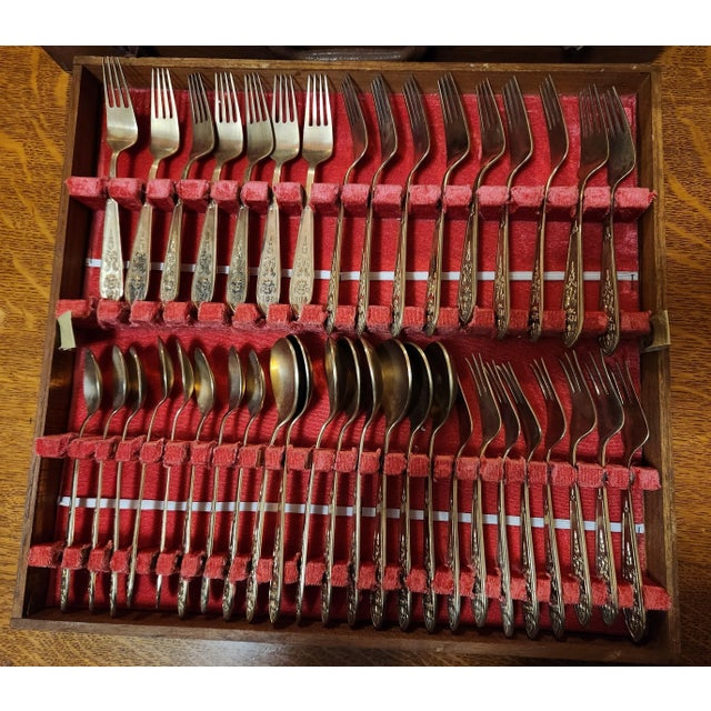 1960s Vintage Solid Bronze Thai Siam Buddha Hand Cast Flatware Set - 85 Pieces For Sale - Image 4 of 12