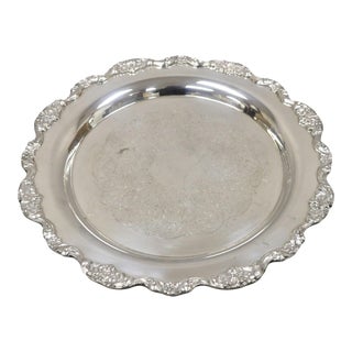 Vintage Towle Silver Plated Victorian Style Round Platter For Sale