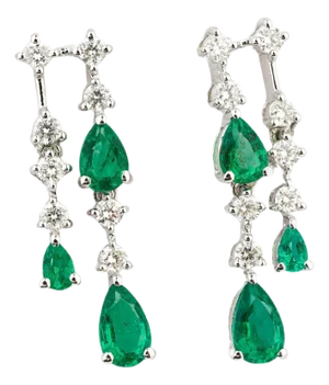 Natural diamond 0.30cts & emerald 0.74cts earring in 18k gold