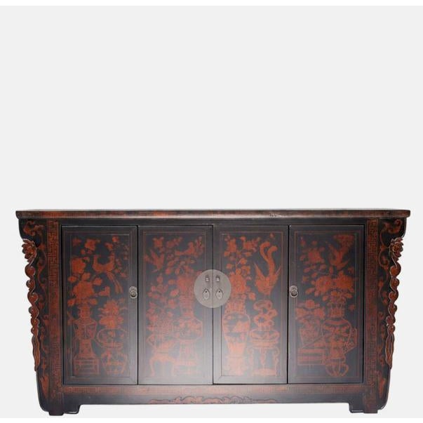 This beautiful vintage Chinese cabinet dates to circa 1946 and features four hand-painted panel doors decorated with...