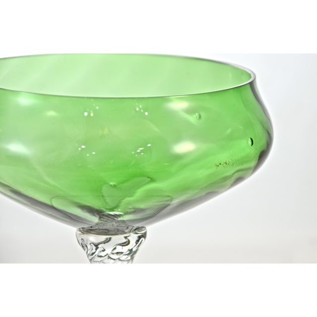Green Blown Glass Pedestal Bowl Chairish