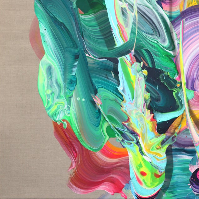Textile Av_943 - Original Contemporary Fluid Abstract Acrylic Painting on Linen by Alex Voinea For Sale - Image 7 of 10