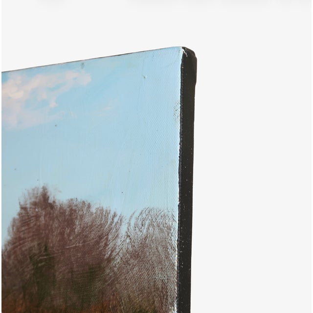 Mid 20th Century Landscape Oil Painting by William Rabon of Autumn Field With Trees and Blue Sky For Sale - Image 10 of 15