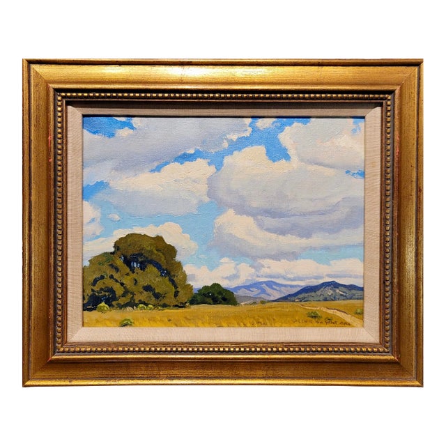 Arthur Hill Gilbert -1930s California Farm Landscape With Oaks -Oil Painting For Sale