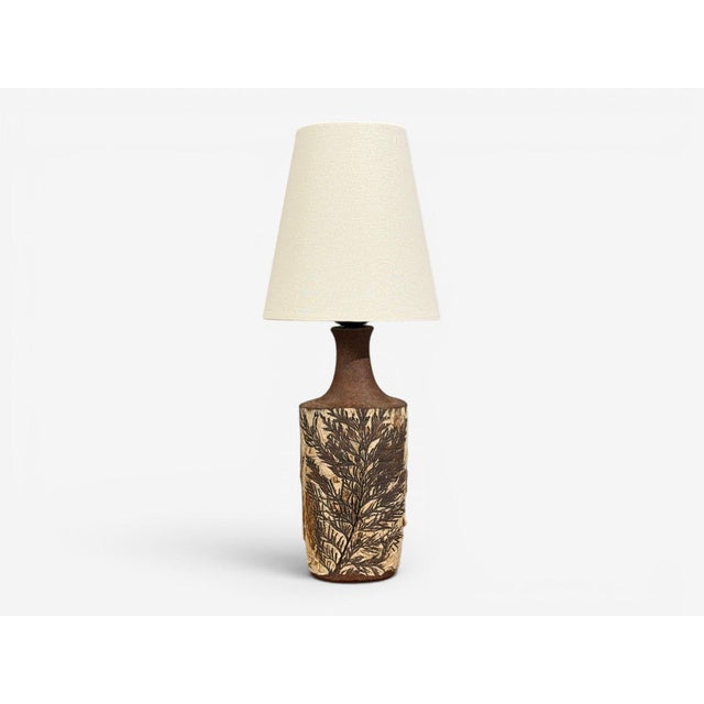 Ceramic Bodil Marie Nielsen, Table Lamp, Brown Stoneware, Denmark, 1960s For Sale - Image 7 of 8
