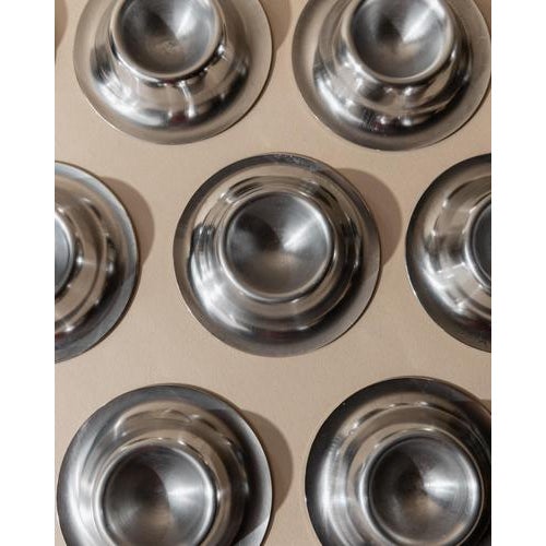 Vintage Minimalist Stainless Steel Egg Cups, 1970s, Set of 9 For Sale - Image 9 of 11
