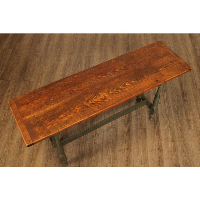 Farmhouse Country Farmhouse Style Hand Crafted Green Painted Console or Sofa Table For Sale - Image 3 of 12
