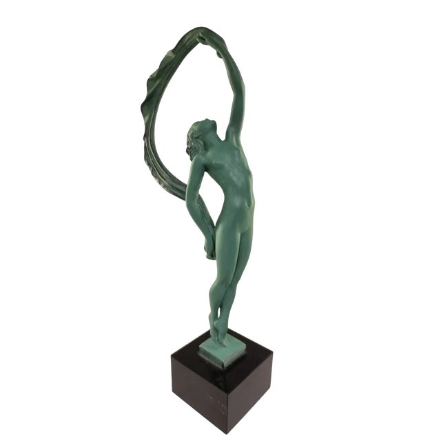 Art Deco Female Zephyr Figurine by Guerbe for Max Le Verrier, France, 1930s For Sale
