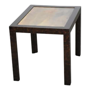 1970s John Widdicomb Faux Burl and Brass End Table
