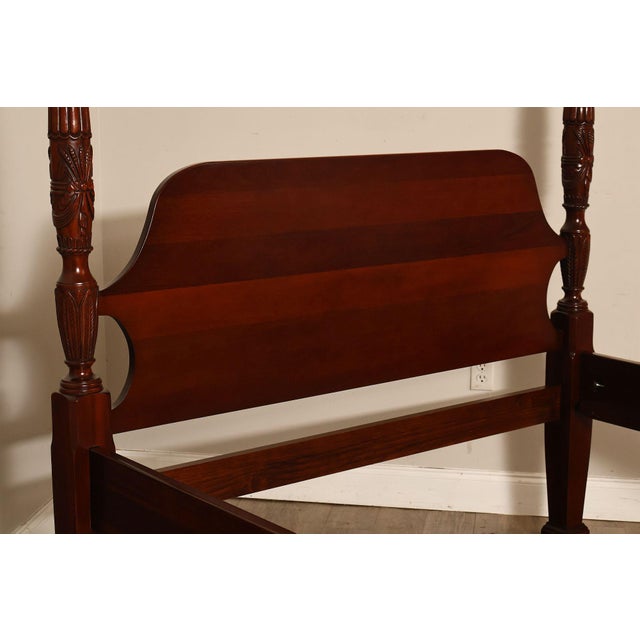 Brown Lexington Queen Size Solid Mahogany Rice Carved Poster Bed For Sale - Image 8 of 18