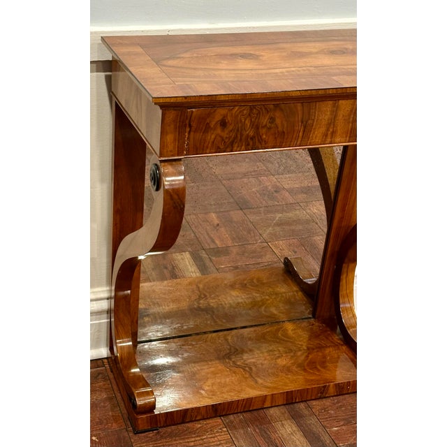 Biedermeier Antique Biedermeier Burl Walnut Console Table With Drawer, Early 19th Century For Sale - Image 3 of 12