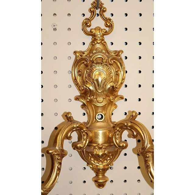Pair of Gold Dore Bronze Two Light Sconces by FBAI For Sale - Image 9 of 9