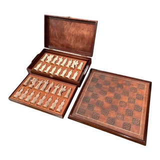 1985 Franklin Mint "The Great Crusaders" Chess Set Game With Leather Board For Sale