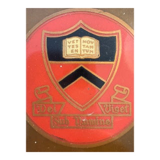 Ivy League Memorabilia Collectors Item Princeton University Wood Plaque in Latin Handmade Rare 1953 For Sale