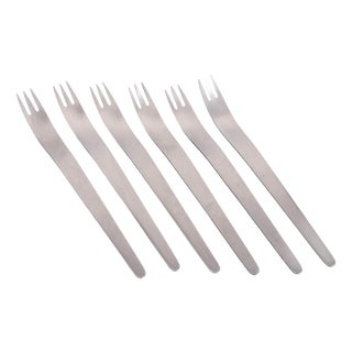 Dinner Forks in Stainless Steel by Arne Jacobsen for Anton Michelsen, 1960s, Set of 6 For Sale