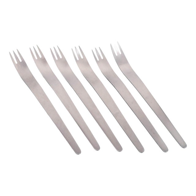 Dinner Forks in Stainless Steel by Arne Jacobsen for Anton Michelsen, 1960s, Set of 6 For Sale