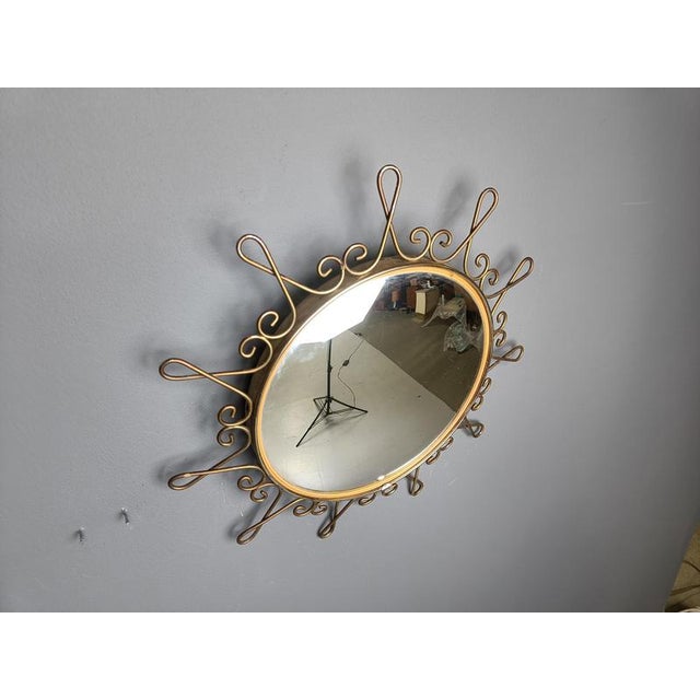 Vintage Brass Sunburst Mirror, 1970s For Sale - Image 3 of 12
