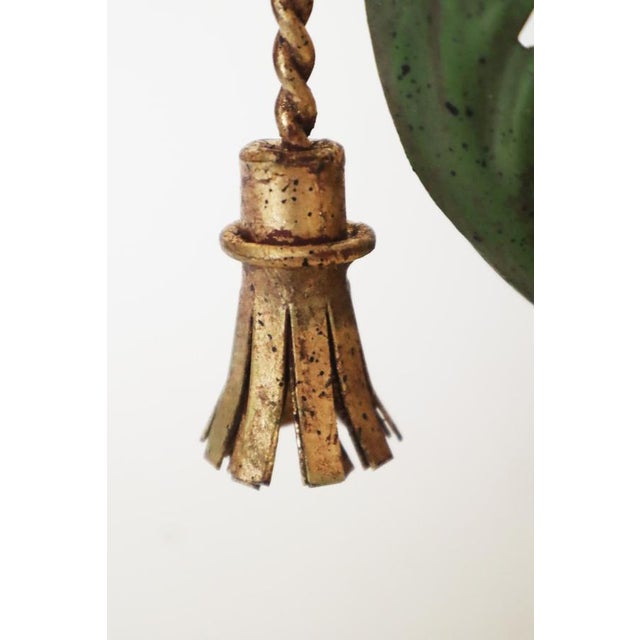 Gilt Wall Lamp with Crystal Flowers and Tassels, 1960 For Sale - Image 4 of 14