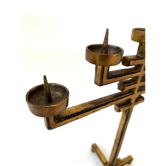 1960s 1960's Brass Brutalist Candelabra For Sale - Image 5 of 11