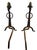 Early 20th Century Arts & Crafts Wrought Iron Fireplace Andirons For Sale - Image 5 of 6