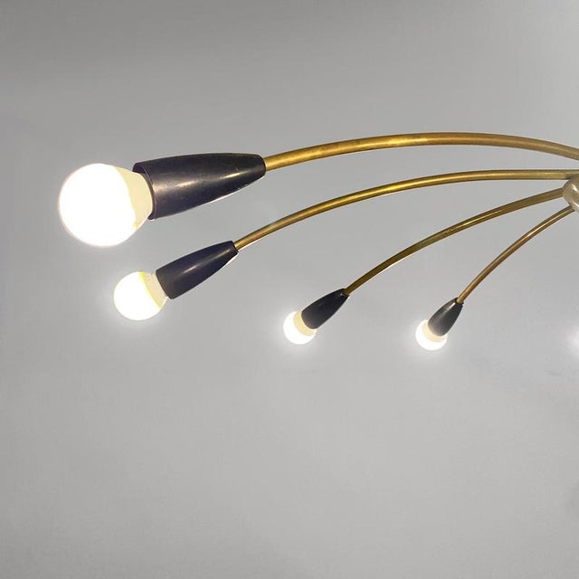 Mid-Century Italian Modern Ten Lights Brass Sputnik Chandelier, 1950s For Sale - Image 11 of 17