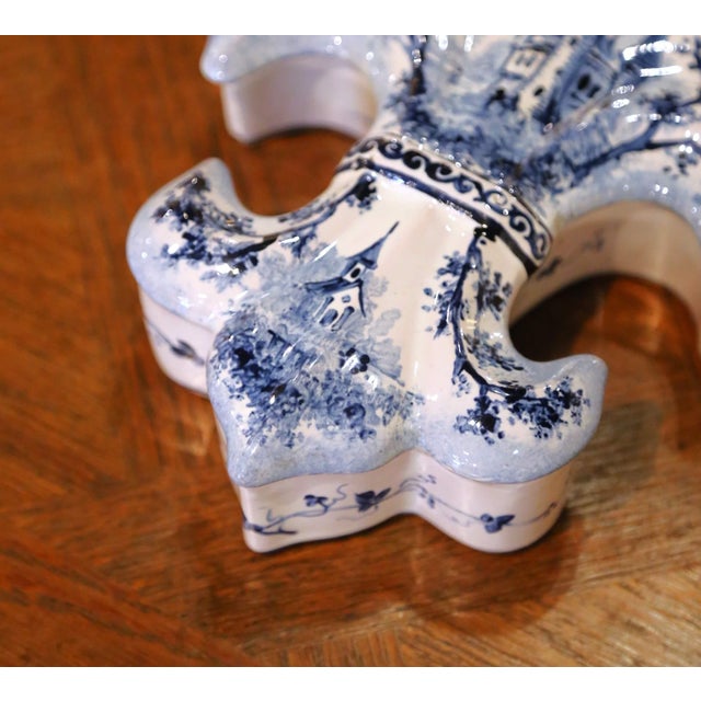 Ceramic Early 20th C. French Faience Fleur-De-Lys Shape Box by Alcide Chaumeil For Sale - Image 7 of 11