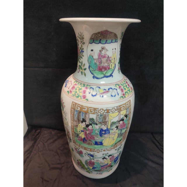 Chinese Ceramic Vase Qing Dynasty Kangxi Marked Famille Verte Porcelain Vase Hand Painted Figures Story Pattern For Sale - Image 4 of 11