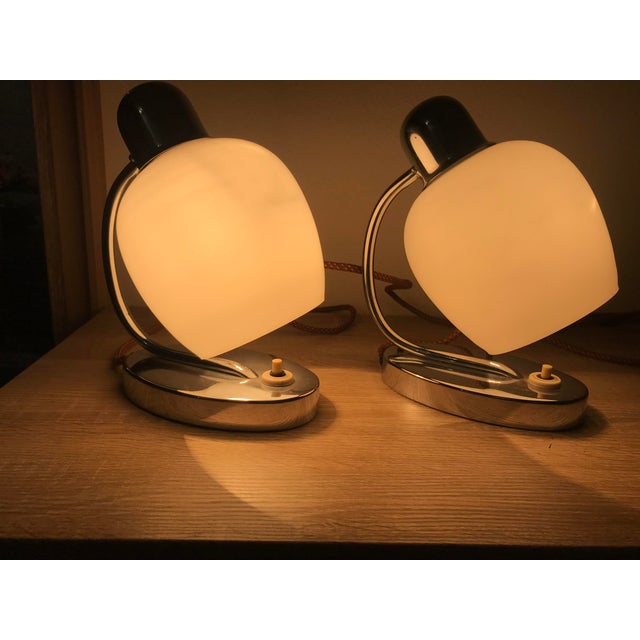 Vintage set of table lamps from 1930s. Made in Czechoslovakia by Napako. Historical piece. This piece has an attribution...