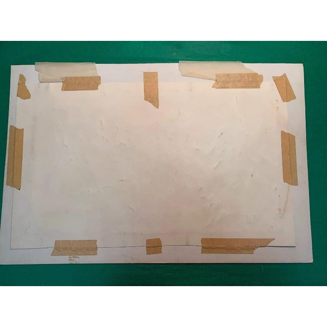 Traditional Lanvin of Paris C1950s Watercolor ‘Santa With Two ‘Glam’ Elves on His Lap' For Sale - Image 3 of 6