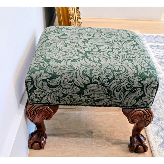 Chippendale Vintage Hickory Chair Chippendale Ball & Claw Mahogany Footstool - Marshall Field & Co. For Sale - Image 3 of 9