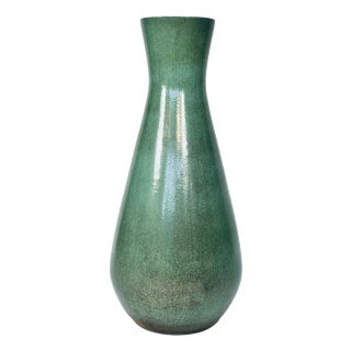 Large Turquoise Glazed Ceramic Floor Vase, Italy, 1950s For Sale