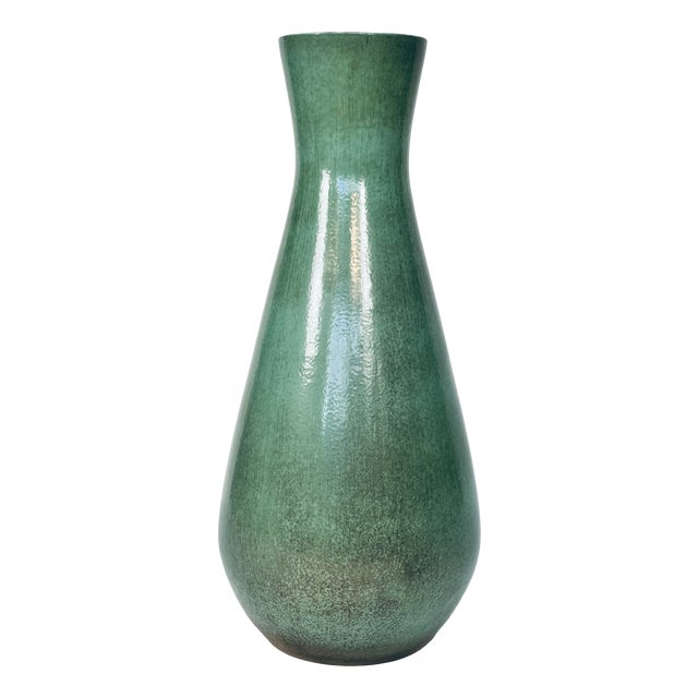 Large Turquoise Glazed Ceramic Floor Vase, Italy, 1950s For Sale