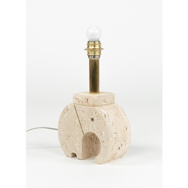 Mid-Century Modern Elephant Table Lamps in Travertine and Brass, 1970s, Set of 2 For Sale - Image 14 of 17