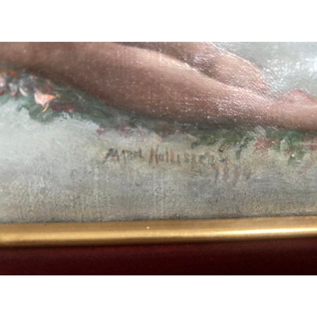 19th Century Antique Nude Painting Victorian Model Woman Laying Nude in Nature For Sale - Image 4 of 8